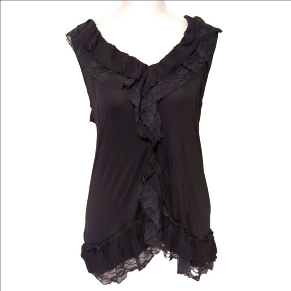 Eyelash Couture L large black dark gray tank top lace longer in back - Picture 1 of 9